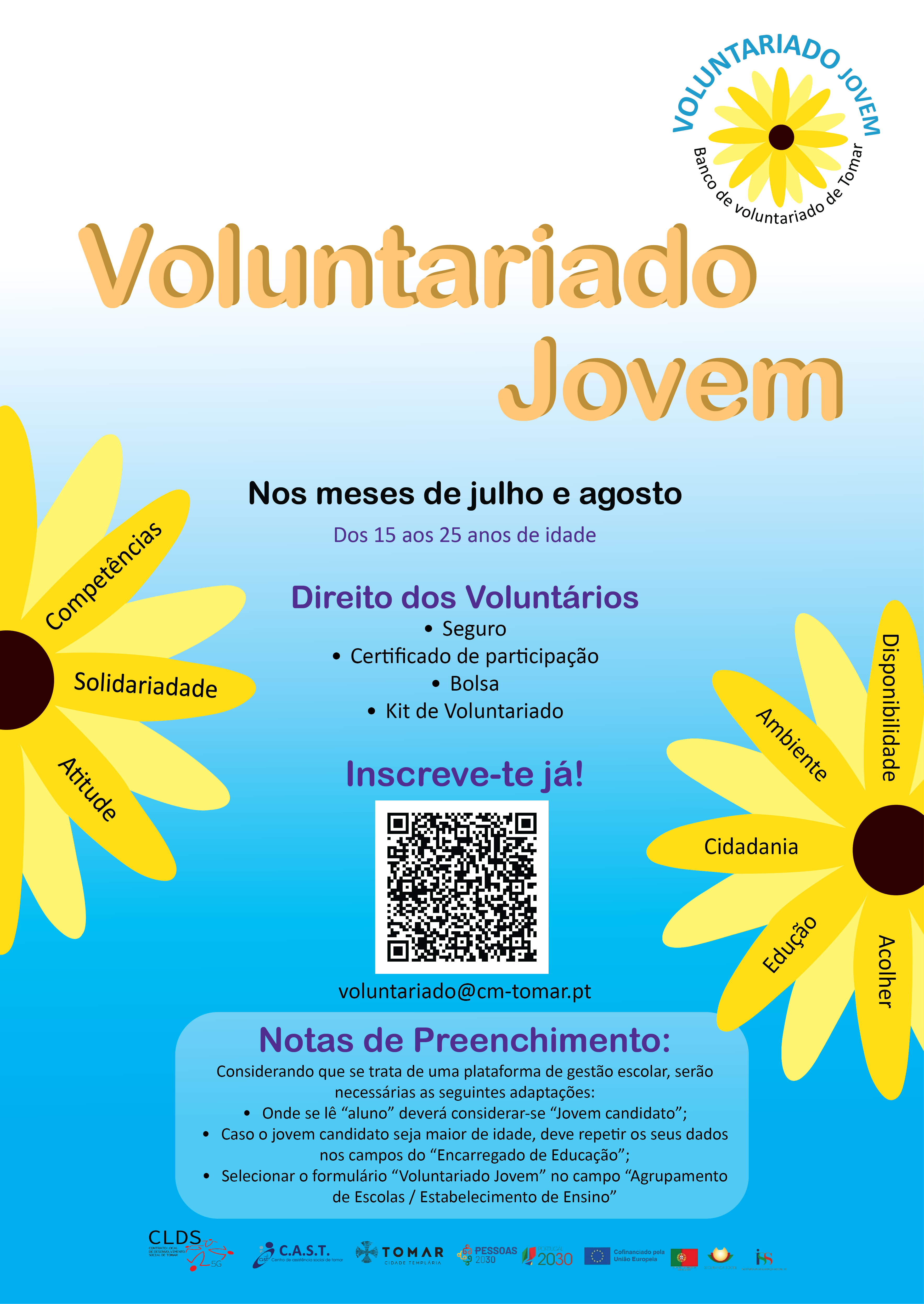 Encontram-se a decorrer as inscrições para o Programa de Voluntariado Jovem 2025